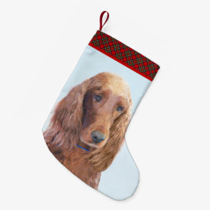 Petite Chaussette De Noël Peinture de Setter irlandaise - Beau art original