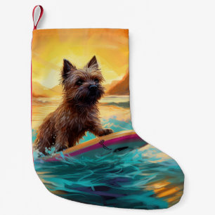 Petite Chaussette De Noël Peinture de surf de plage de Terrier Cairn