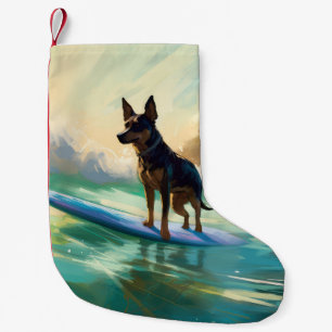 Petite Chaussette De Noël Peinture de surf sur plage de Kelpie australien
