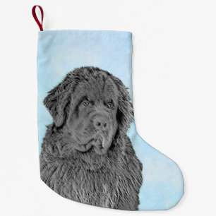 Petite Chaussette De Noël Peinture de Terre-Neuve - Cute Original Chien Art