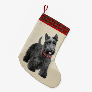 Petite Chaussette De Noël Peinture de Terrier Écossais - Art Original de Chi