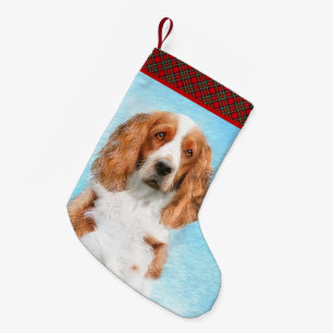 Petite Chaussette De Noël Peinture d'espagnol Welsh Springer - Art original 