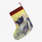 Petite Chaussette De Noël Peinture en teint de Keeshond - jolie art original (Dos (Accrochage))