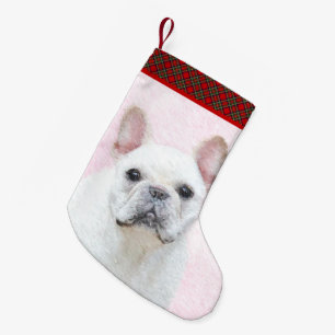 Petite Chaussette De Noël Peinture française de Bulldog (Crème/Blanc) - Art