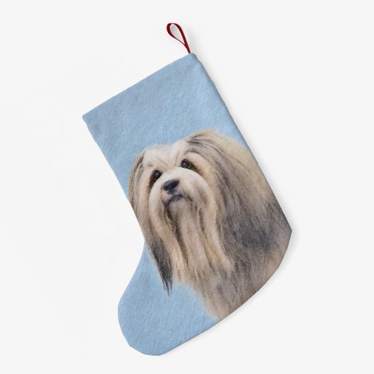 Petite Chaussette De Noël Peinture Havanaise (Argent) - Cute Original Chien (Dos (Accrochage))