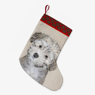 Petite Chaussette De Noël Peinture havanaise de chiot - Beau art original de