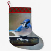 Petite Chaussette De Noël Peinture Jay Bleu - Art Oiseau Original (Devant)