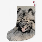 Petite Chaussette De Noël Peinture Keeshond Brothers - Art Chien original (Dos)