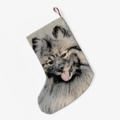 Petite Chaussette De Noël Peinture Keeshond Brothers - Art Chien original (Dos (Accrochage))
