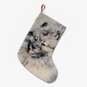 Petite Chaussette De Noël Peinture Keeshond Brothers - Art Chien original (Devant (Accrochage))