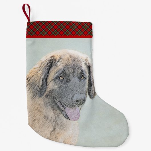 Petite Chaussette De Noël Peinture Leonberger - Joli art original chien (Devant)