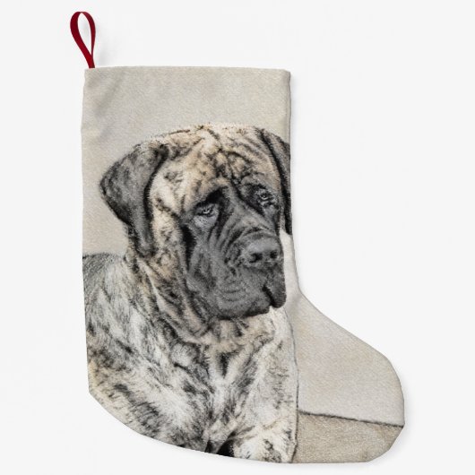 Petite Chaussette De Noël Peinture mastiff anglaise (Brindle) - Dog Art (Devant)
