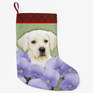 Petite Chaussette De Noël Peinture originale de Chien par un récupérateur 