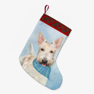 Petite Chaussette De Noël Peinture originale de chien Wheaten Terrier Écossa