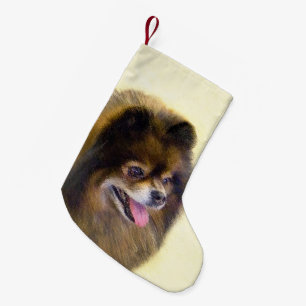 Petite Chaussette De Noël Peinture originale de Poméranie noir et feu - Art