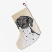 Petite Chaussette De Noël Peinture pointeur germanique - Art original (Dos (Accrochage))