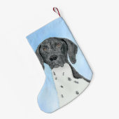 Petite Chaussette De Noël Peinture pointeur germanique - Art original (Dos (Accrochage))