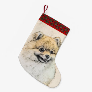 Petite Chaussette De Noël Peinture Poméranienne (orange) - Art Chien origina