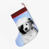 Petite Chaussette De Noël Peinture Portugaise de Chien d'Eau - Art original  (Dos (Accrochage))