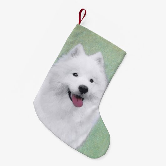 Petite Chaussette De Noël Peinture Samoyed - Cute Original Chien Art (Devant (Accrochage))
