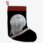 Petite Chaussette De Noël Peinture sur la Chouette des neiges et la Lune - A (Devant)