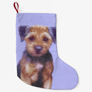Petite Chaussette De Noël Peinture sur la frontière de Terrier - Belle art