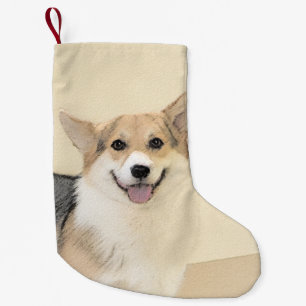 Petite Chaussette De Noël Pembroke Welsh Corgi Peinture - Art Chien original