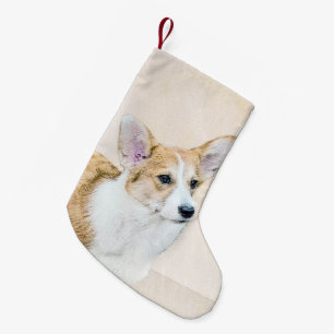 Petite Chaussette De Noël Pembroke Welsh Corgi Peinture - Art Chien original