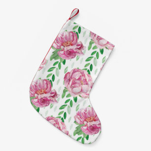 Petite Chaussette De Noël Peonies d'aquarelle rose