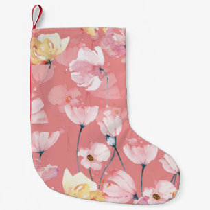 Petite Chaussette De Noël Pépites Pastel : Aquarelle Florale Sans Seamless.