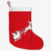 Petite Chaussette De Noël Père Noël à cheval avec rennes (Devant)