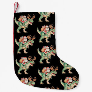 Petite Chaussette De Noël Père Noël à cheval sur un dinosaure T Rex Noël Xma