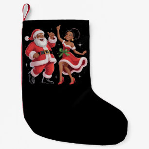 Petite Chaussette De Noël Père Noël africain Mme Claus dansant Noël américai