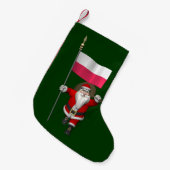 Petite Chaussette De Noël Père Noël Avec Drapeau De Pologne (Devant (Accrochage))