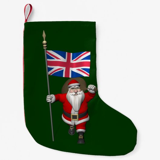 Petite Chaussette De Noël Père Noël Avec Drapeau Union Du Royaume-Uni (Devant)