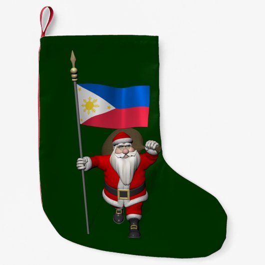 Petite Chaussette De Noël Père Noël Avec L'Enseigne Des Philippines (Devant)