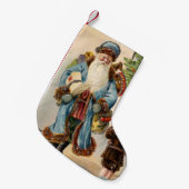 Petite Chaussette De Noël Père Noël bleu vintage (Devant (Accrochage))