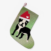 Petite Chaussette De Noël Père Noël Boston Terrier (Devant (Accrochage))