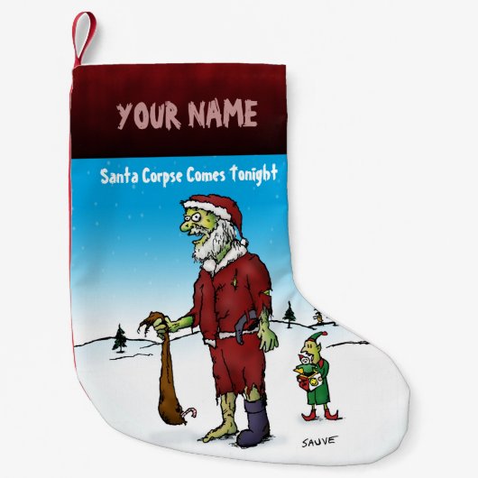 Petite Chaussette De Noël Père Noël Corpse Drôle personnalisé Zombie Caricat (Devant)