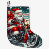 Petite Chaussette De Noël Père Noël en moto (Devant)