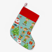 Petite Chaussette De Noël Père Noël Et Elfs Motif De Noël (Devant (Accrochage))