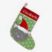 Petite Chaussette De Noël Père Noël Grey Kitty (Devant (Accrochage))