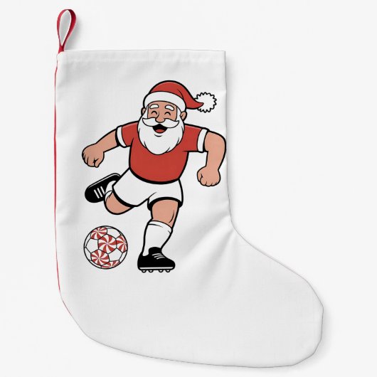Petite Chaussette De Noël Père Noël Jouer au football Joueur de Noël Sport (Devant)