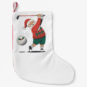 Petite Chaussette De Noël Père Noël Jouer Golf Joueur de Noël
