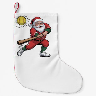 Petite Chaussette De Noël Père Noël Jouer Softball Christmas Player Sport