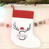 Petite Chaussette De Noël Père Noël moderne Monogram Antler Noël Nom personn