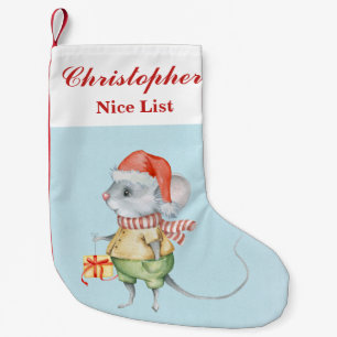 Petite Chaussette De Noël Père Noël Mouse Custom Name Nice List DCSA34