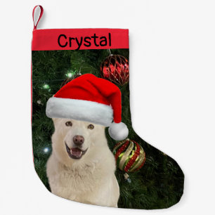 Petite Chaussette De Noël Père Noël Paws - Crystal the Husky Dog Personnalis