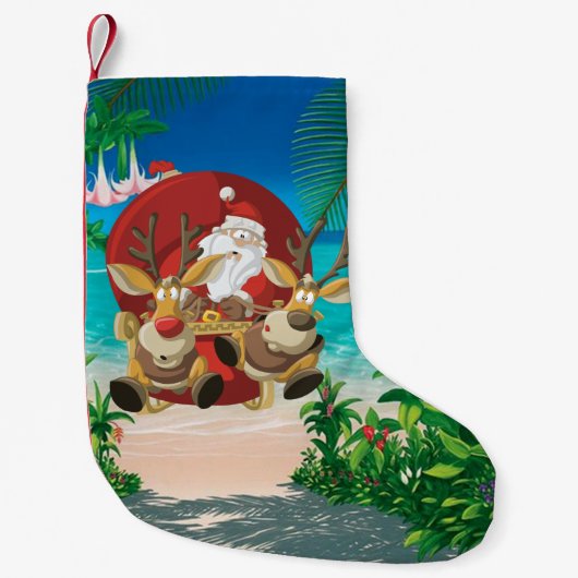 Petite Chaussette De Noël père Noël tropicale réserve sauvage (Devant)