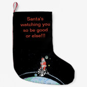 Petite Chaussette De Noël Père Noël vous observant de l'espace (Devant)